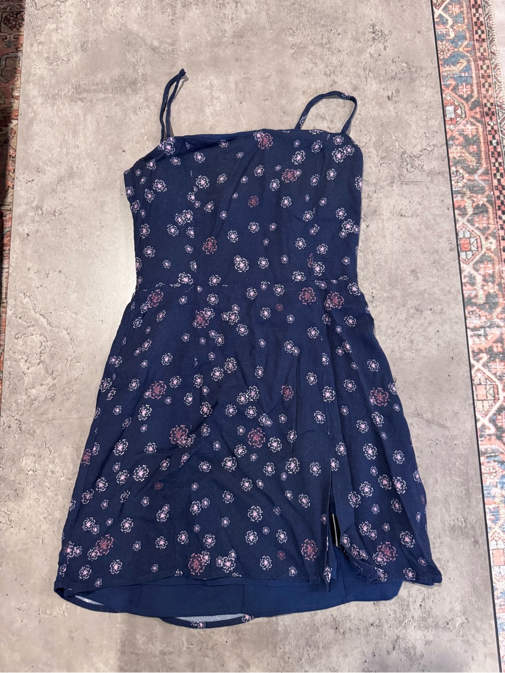 Sunday Best Navy Floral Spaghetti-Strap Sundress